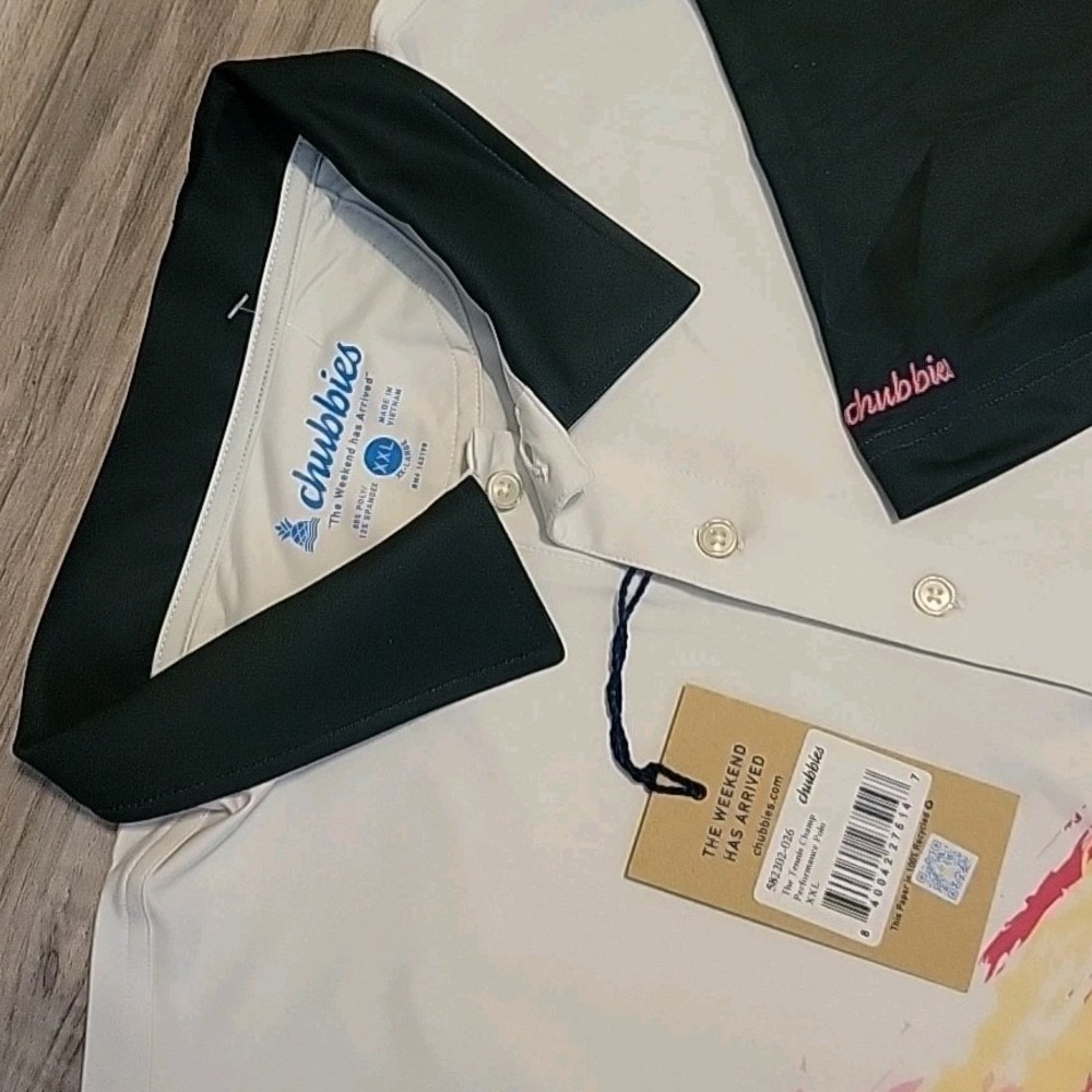 Chubbies The Tennis Champ Performance Polo Shirt Mens XXL Muilticolor NEW